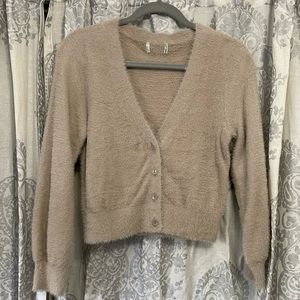 Cropped Fuzzy Cardigan